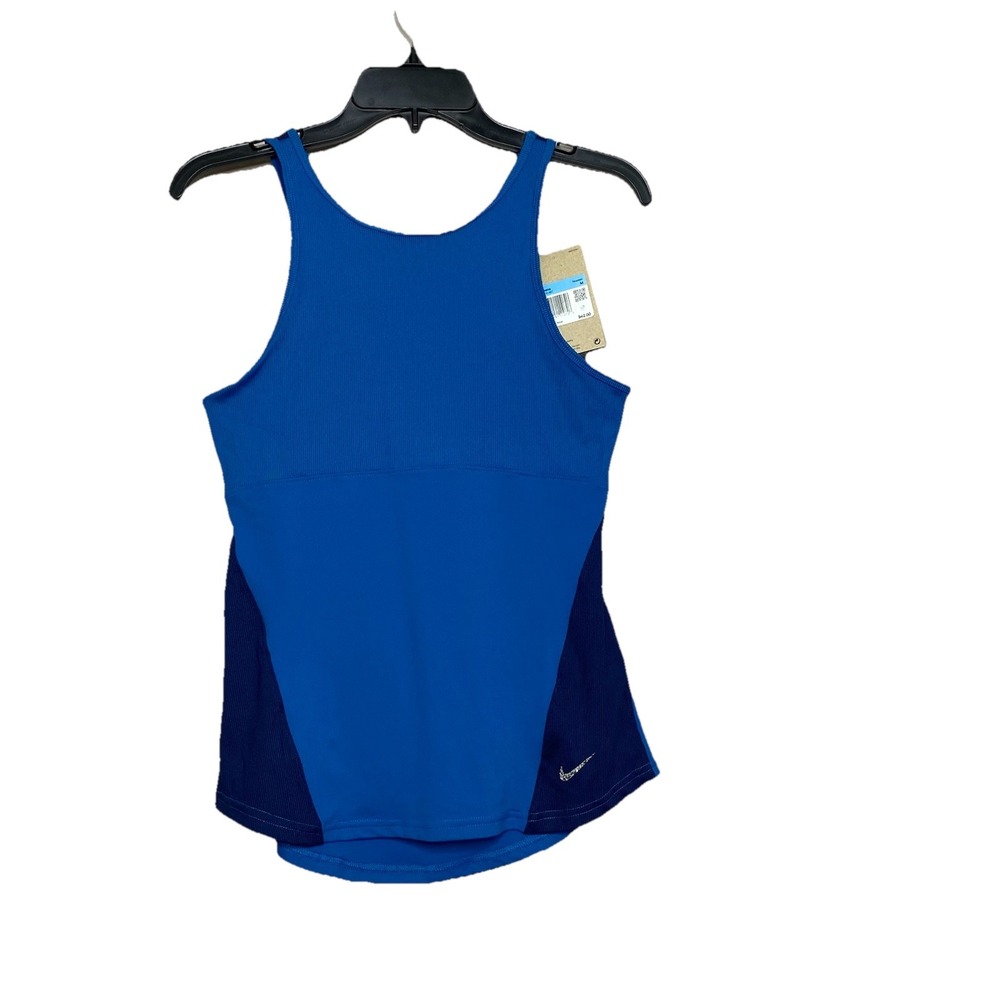 Nike Yoga Dri-FIT Ribbed Training Tank Top Womens Size Medium Blue DR0374-407